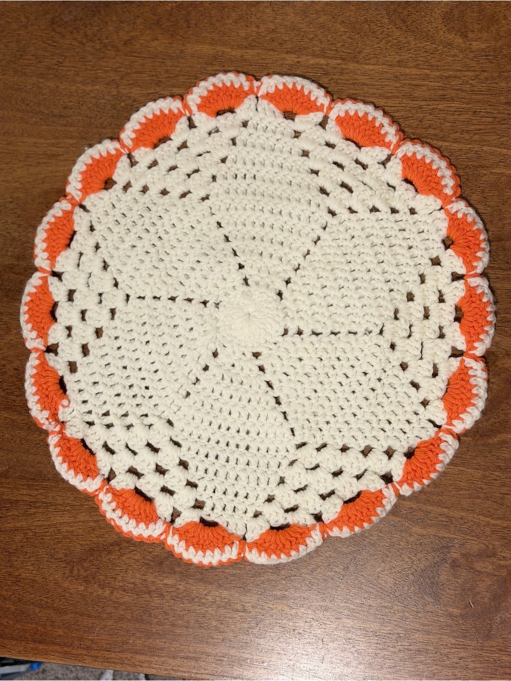 Handmade Crochet Doily Large Circle Vintage